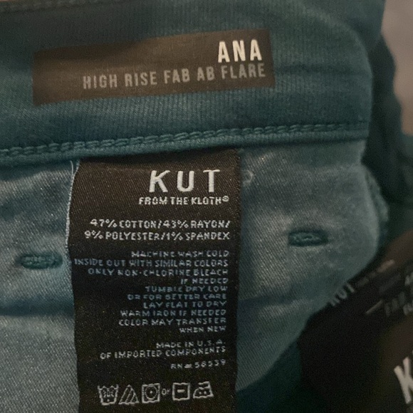 Kut From The Kloth High Rise Ana Fab AB Green Flare Size 18 - Picture 4 of 5